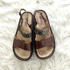 Alegria Verona Hickory Chain Gang Leather Sandals Sz 7.5